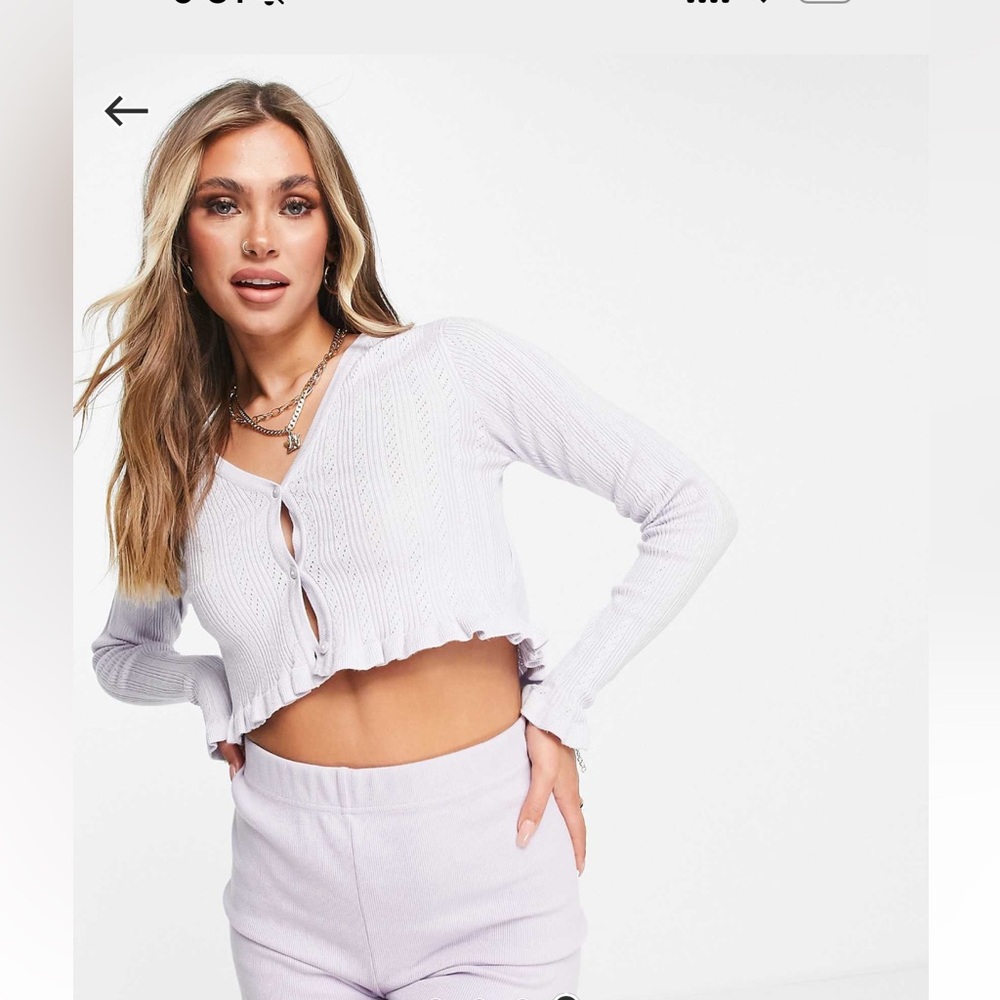 THREADBARE• pointelle long sleeve cardigan